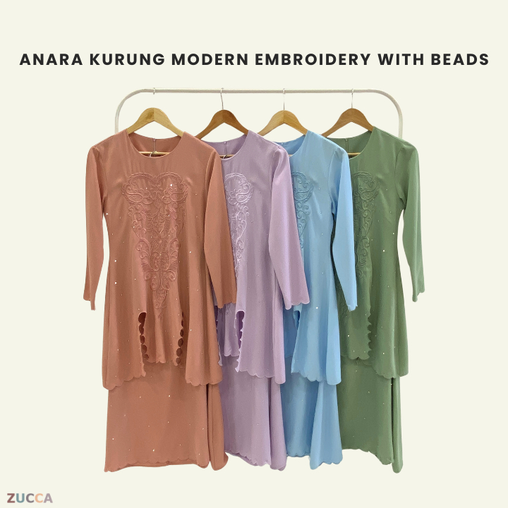 [JOM RAYA 2025] ZUCCA ANARA KURUNG MODERN EMBROIDERY BEADED DETAILS ...