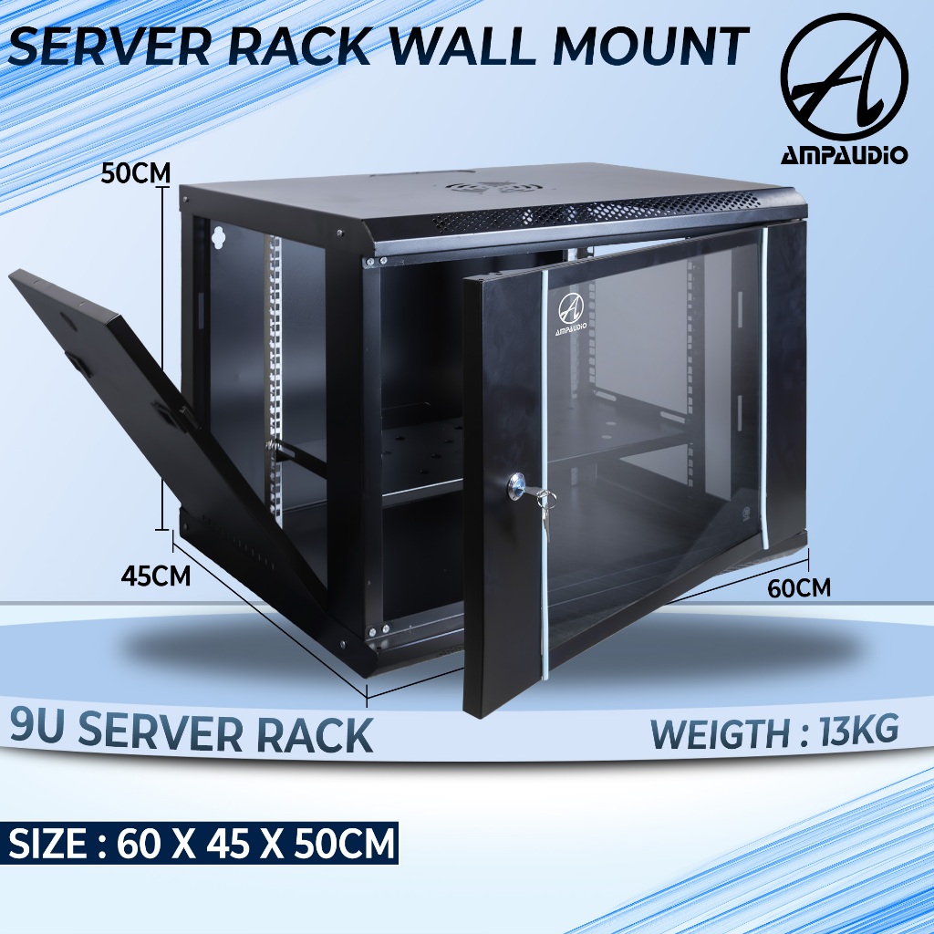AmpAudio 9U Server Rack Wall Mount Server Rack (FREE TRAY) Server Rack ...