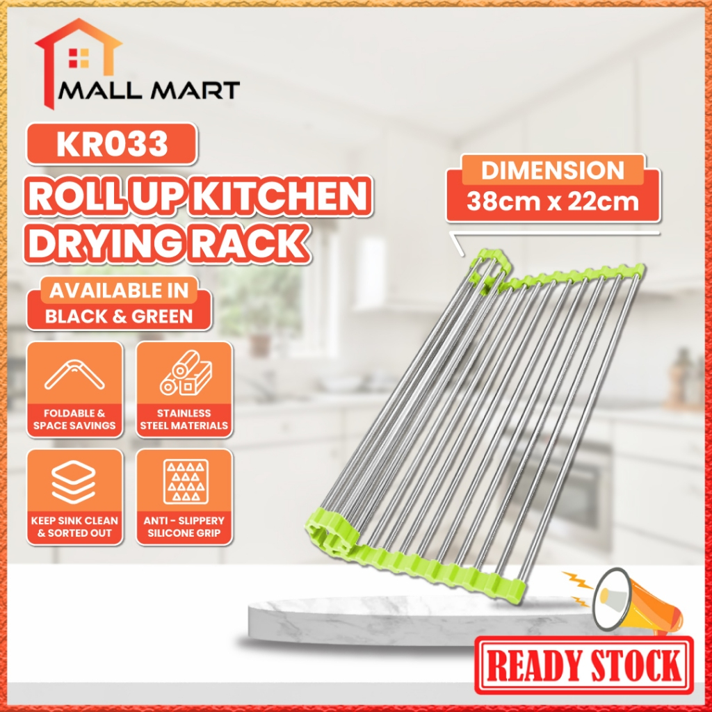 MallMart Roll Up Kitchen Dish Drying Rack Over Sink Dish Drying Rack ...