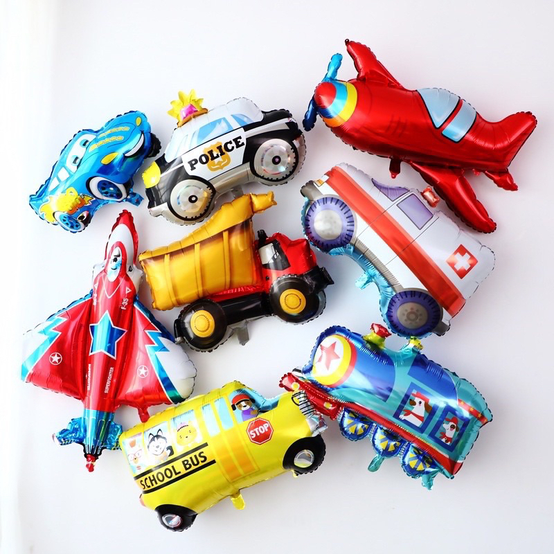 Mini Vehicle Foil Balloon Forklift Crane Excavator Bus Police Car Fire ...