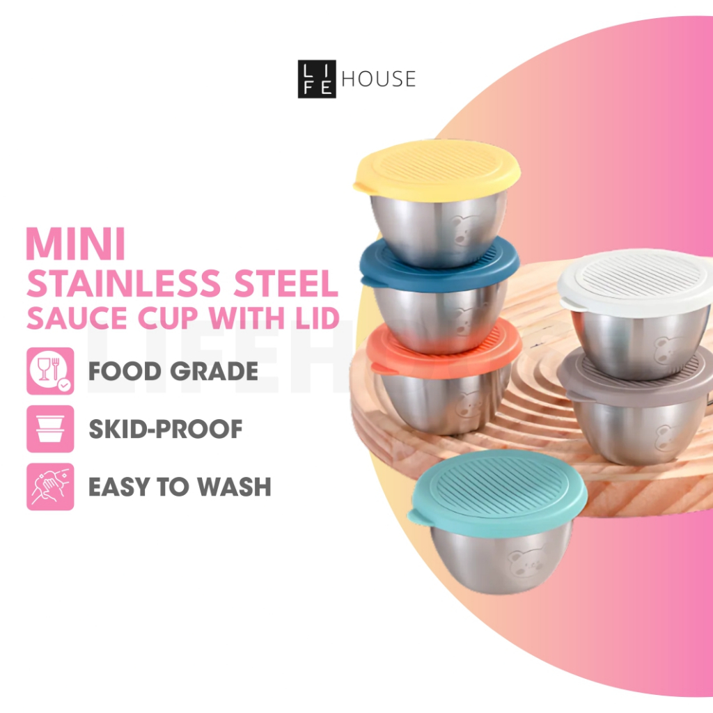 304 Stainless Steel 50ML Sauce Container Leak-proof Sauce Cup Bekas Sos ...