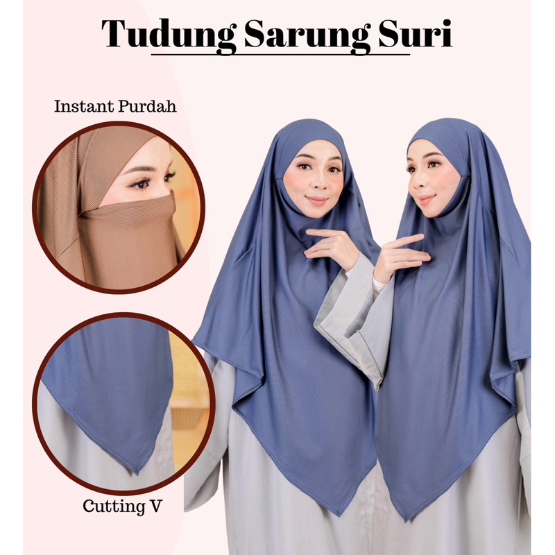 Purdah Suri sarong veil with chin ironless cotton ribbed umrah instant ...