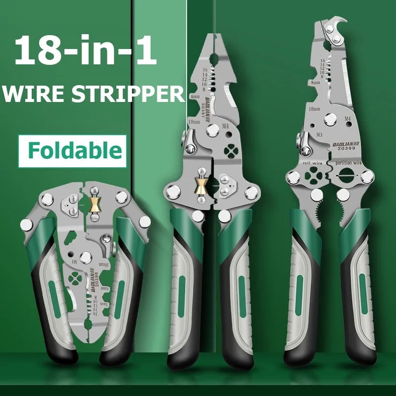 Foldable Multifunctional Wire Stripper Cables Stripping Press Peeler ...