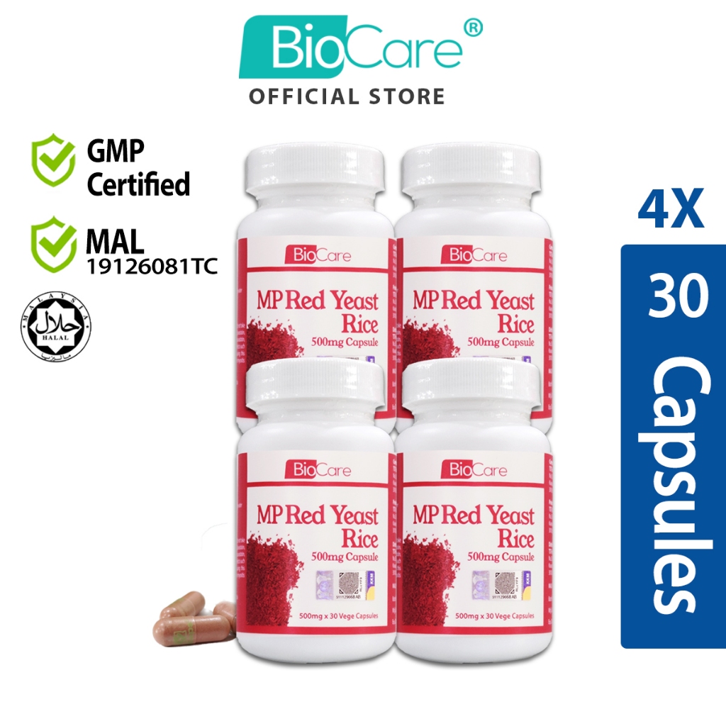 Biocare Red Yeast Rice Capsule (4 x 30's x 500mg) | Shopee Singapore
