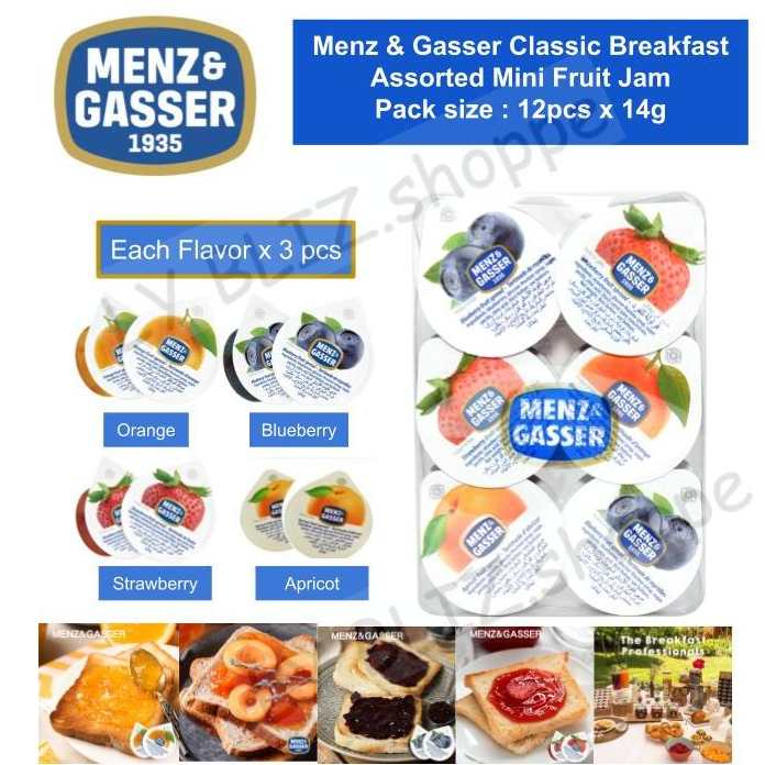 Menz & Gasser Classic Breakfast Assorted Mini Fruit Jam 12pcs x 14g ...