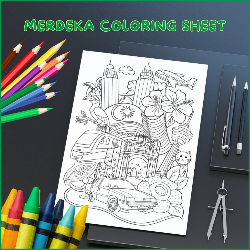 Merdeka 68 Years Coloring Paper / Merdeka Coloring Page Doodle ...