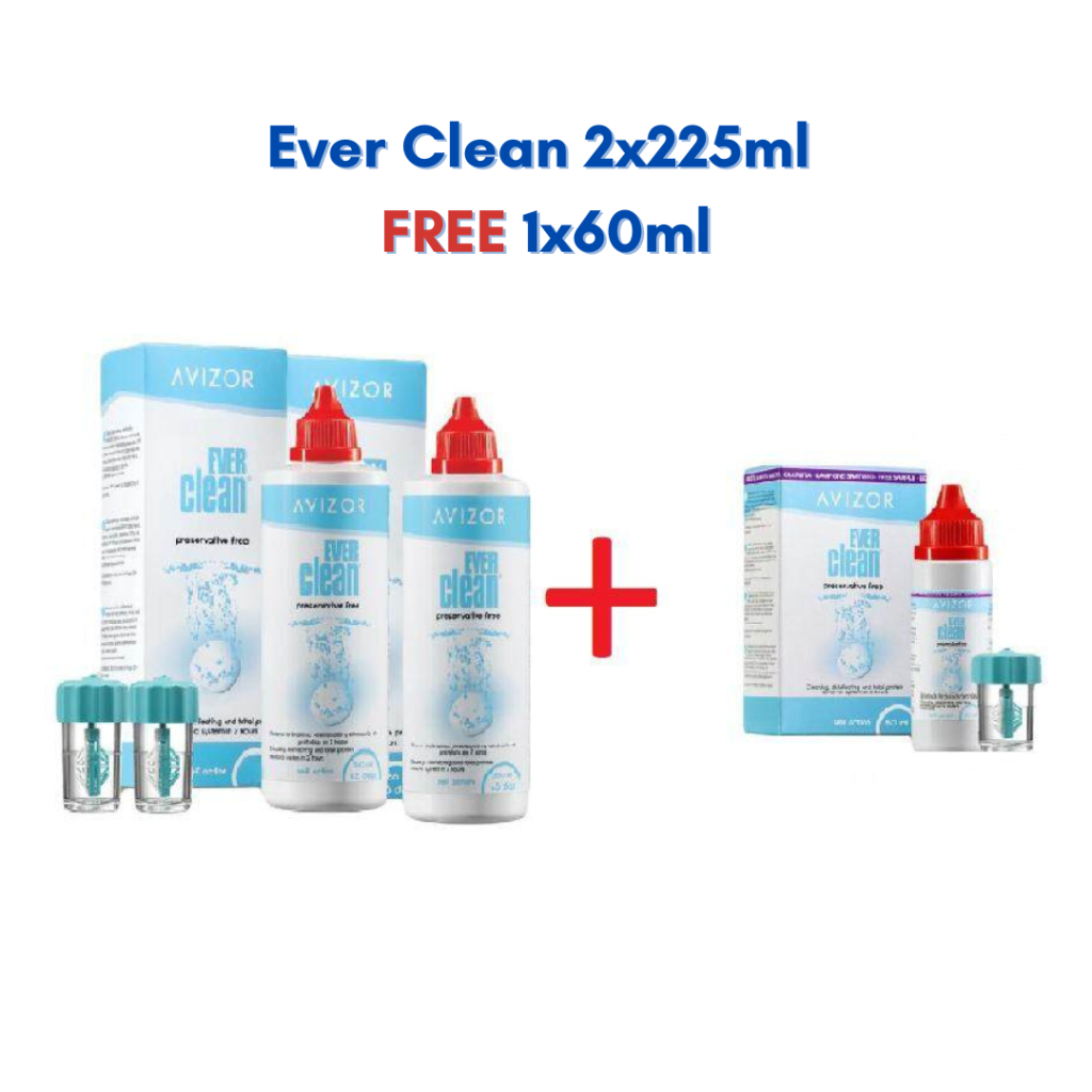 Avizor Ever Clean Preservative-Free Contact Lens Solution (2X225ml FREE ...