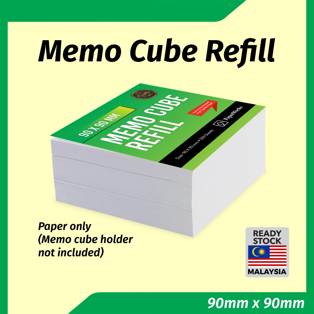Memo Cube Refill Paper / 90x90mm / 500 Sheets / Blank Non-Sticky ...