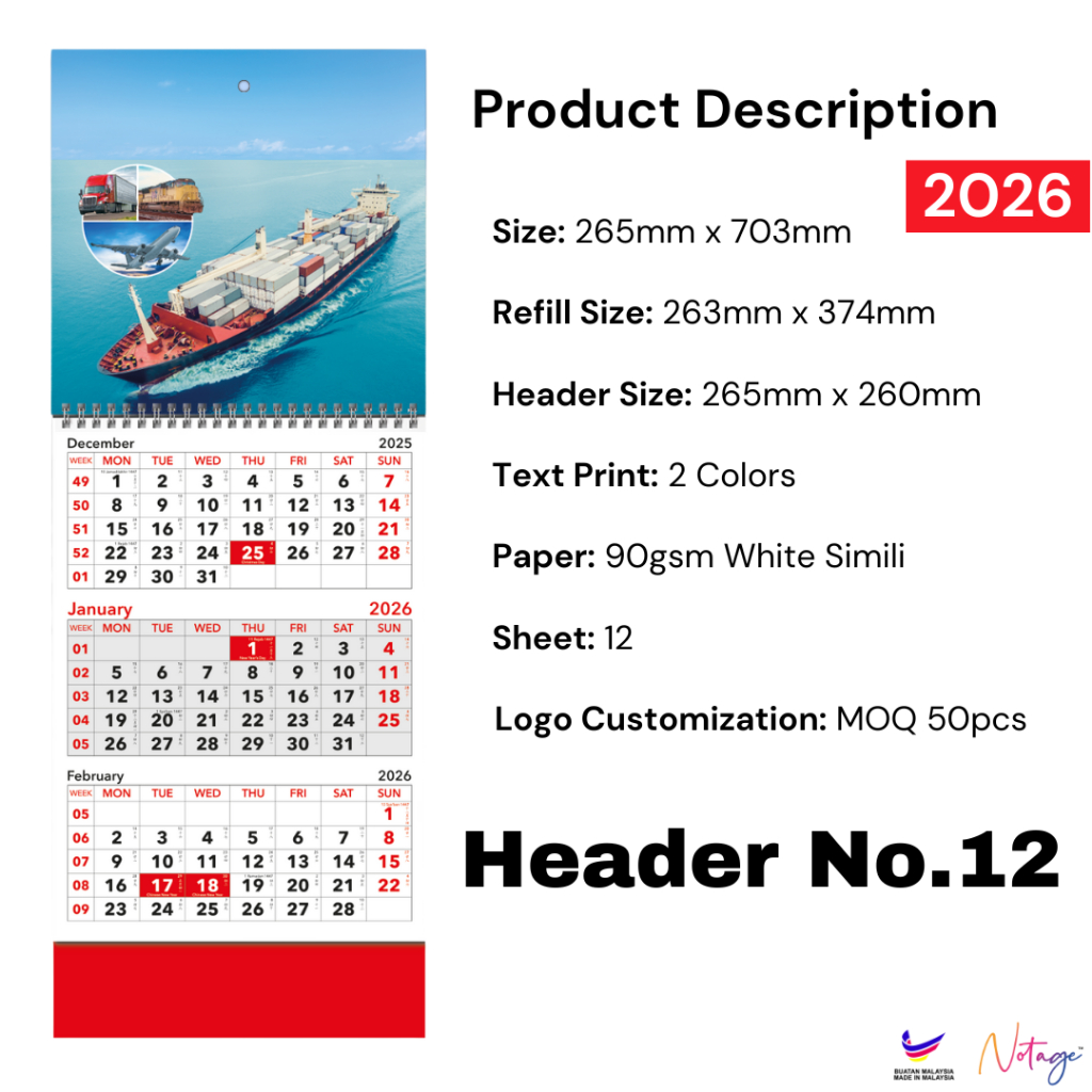 3 Months Wall Calendar 2026 Hand Tear Calendar large calendar 12