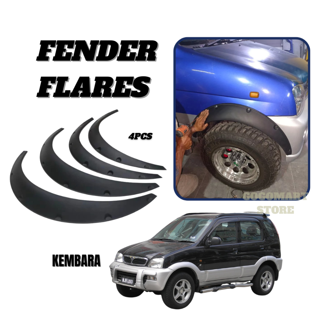 Perodua KEMBARA Fender Flares Wheel Arches Cover Tayar Fender Flexible ...
