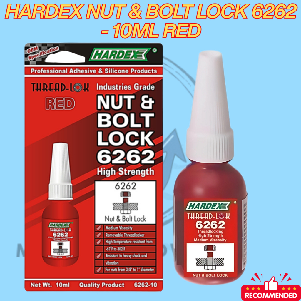 HARDEX NUT & BOLT LOCK 6262 - 10ML RED | Shopee Singapore