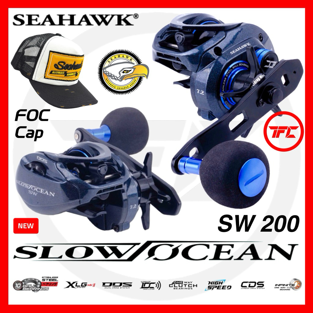 SEAHAWK SLOW OCEAN SW 200L 200HSL Overhead Baitcast Reel BC 200 ...