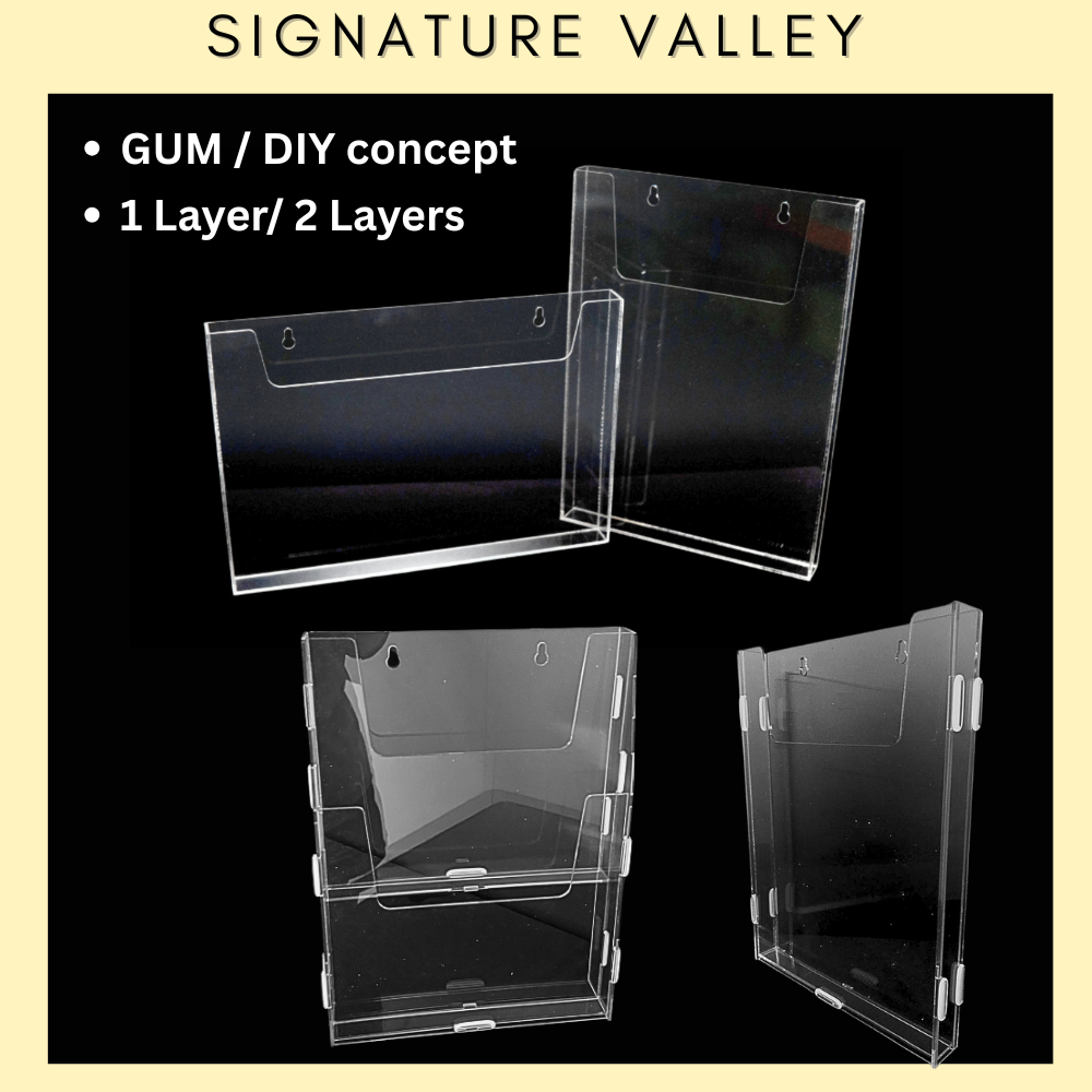 (GUM TYPE / DIY TYPE) Acrylic A4 A5 Wall Mounted Document / Brochure ...