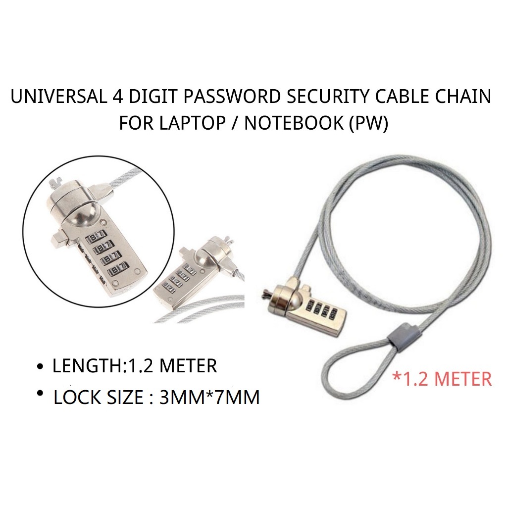 NOTEBOOK LOCK FOR LAPTOP/NOTEBOOK-PASSWORD(1.2METER) | Shopee Singapore