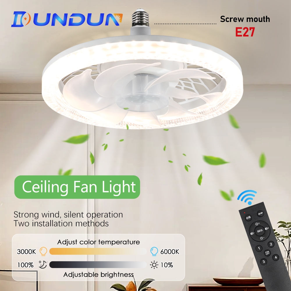 3Color DIM Modern Ceiling Fan With Light 45W Crystal Ceiling Lamp LED ...