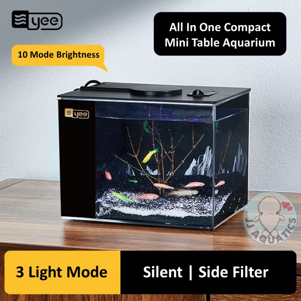 YEE Stylish Mini Table Aquarium All In One Compact Cute Fish Tank Side ...