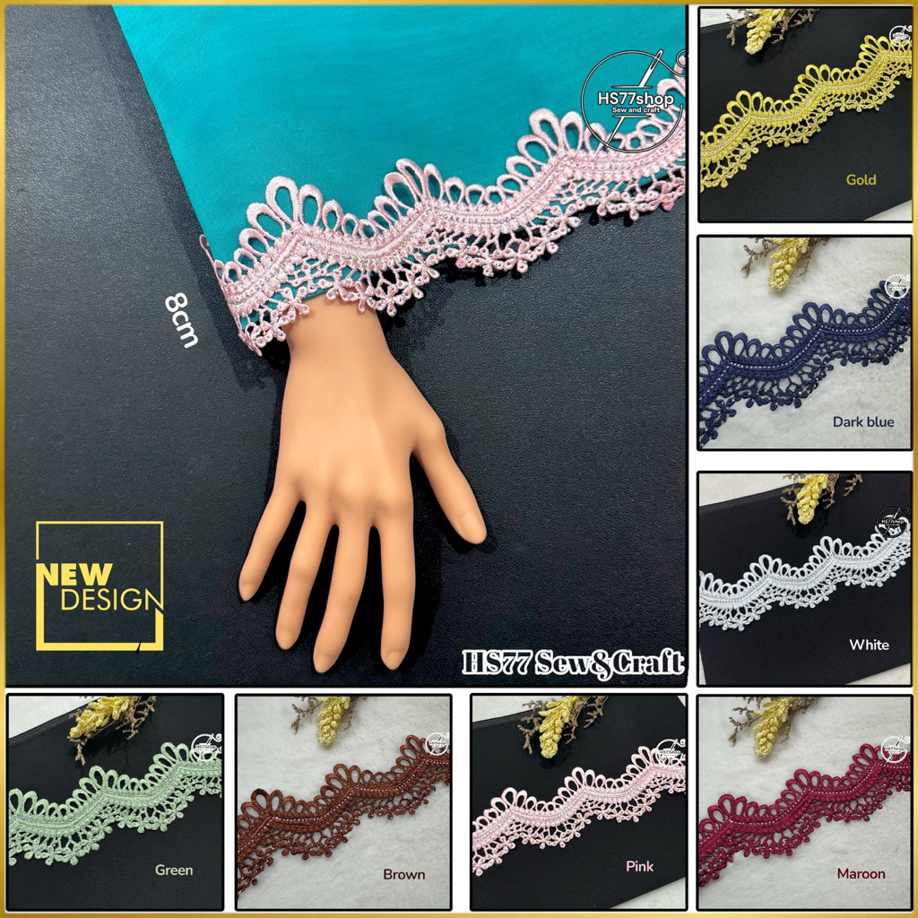 [ 50cm/ unit ] 8cm boder lace diamond/ diamond border lace hiasan ...