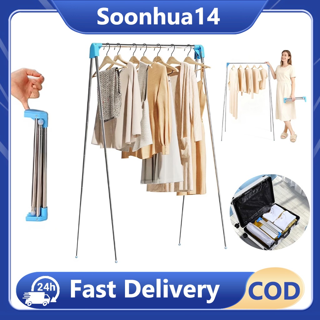 Portable Travel Garment Rack Collapsible Clothing Rack Stainless Steel ...