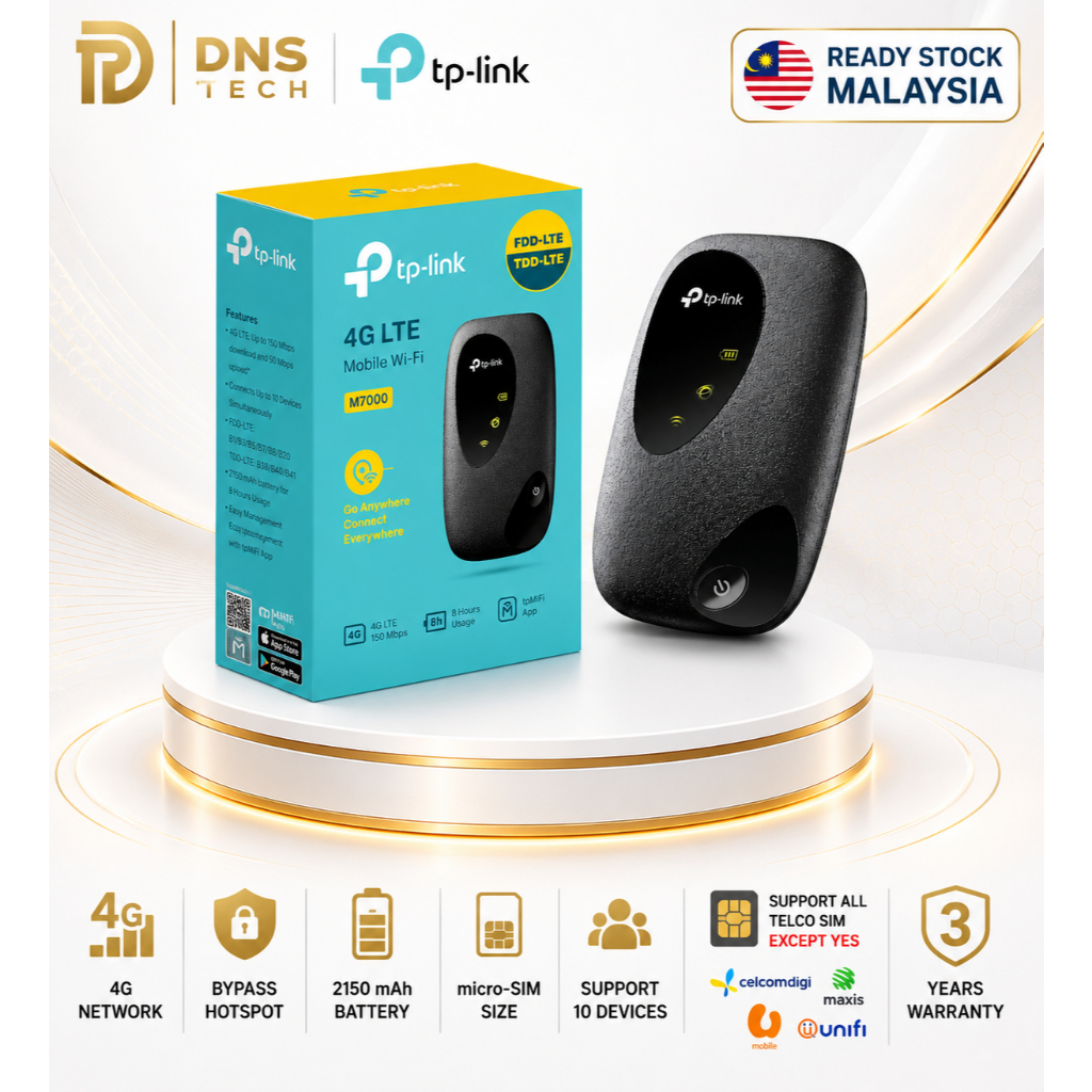TP-LINK 4G LTE WiFi M7000 MiFi SIM Card Portable Pocket Router MOD ...