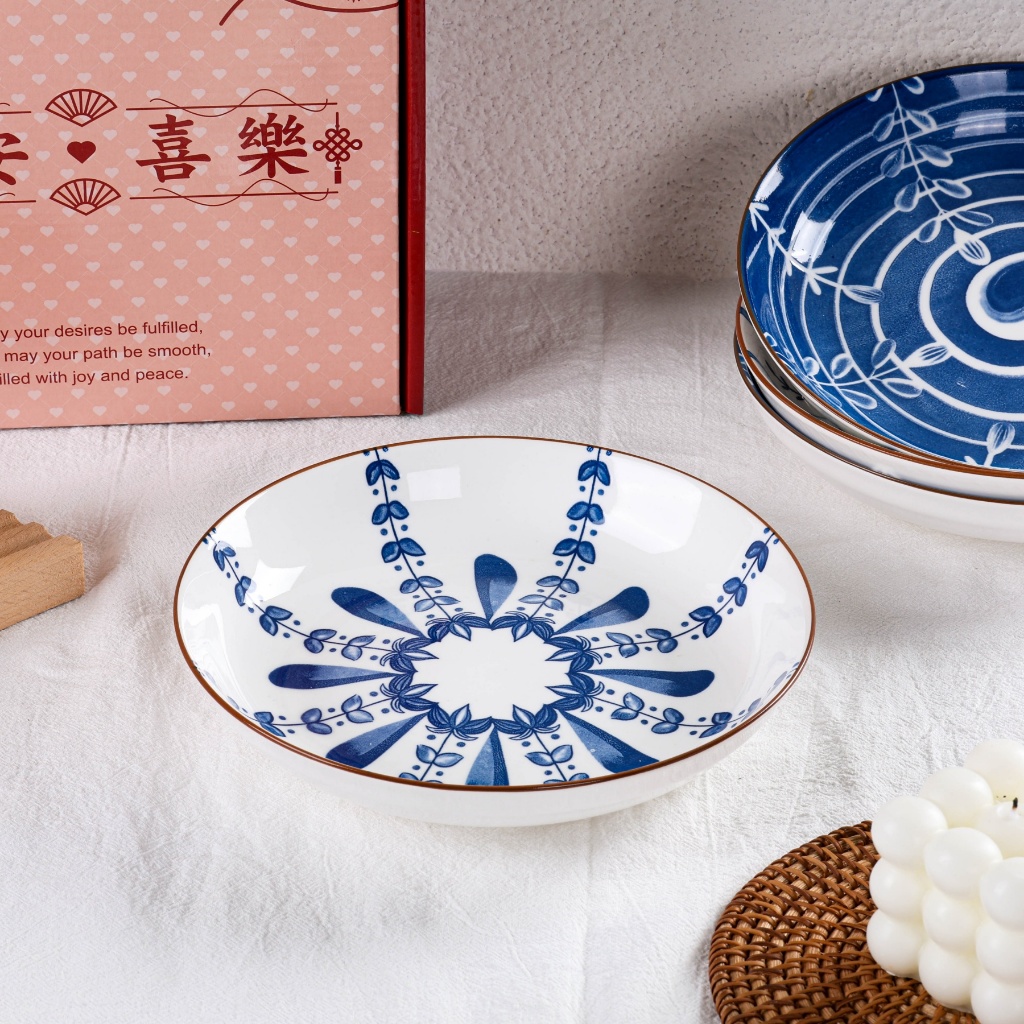 QOMO 4pcs Seramik Pinggan Set WITH BOX Ceramic Plate Set Wedding ...