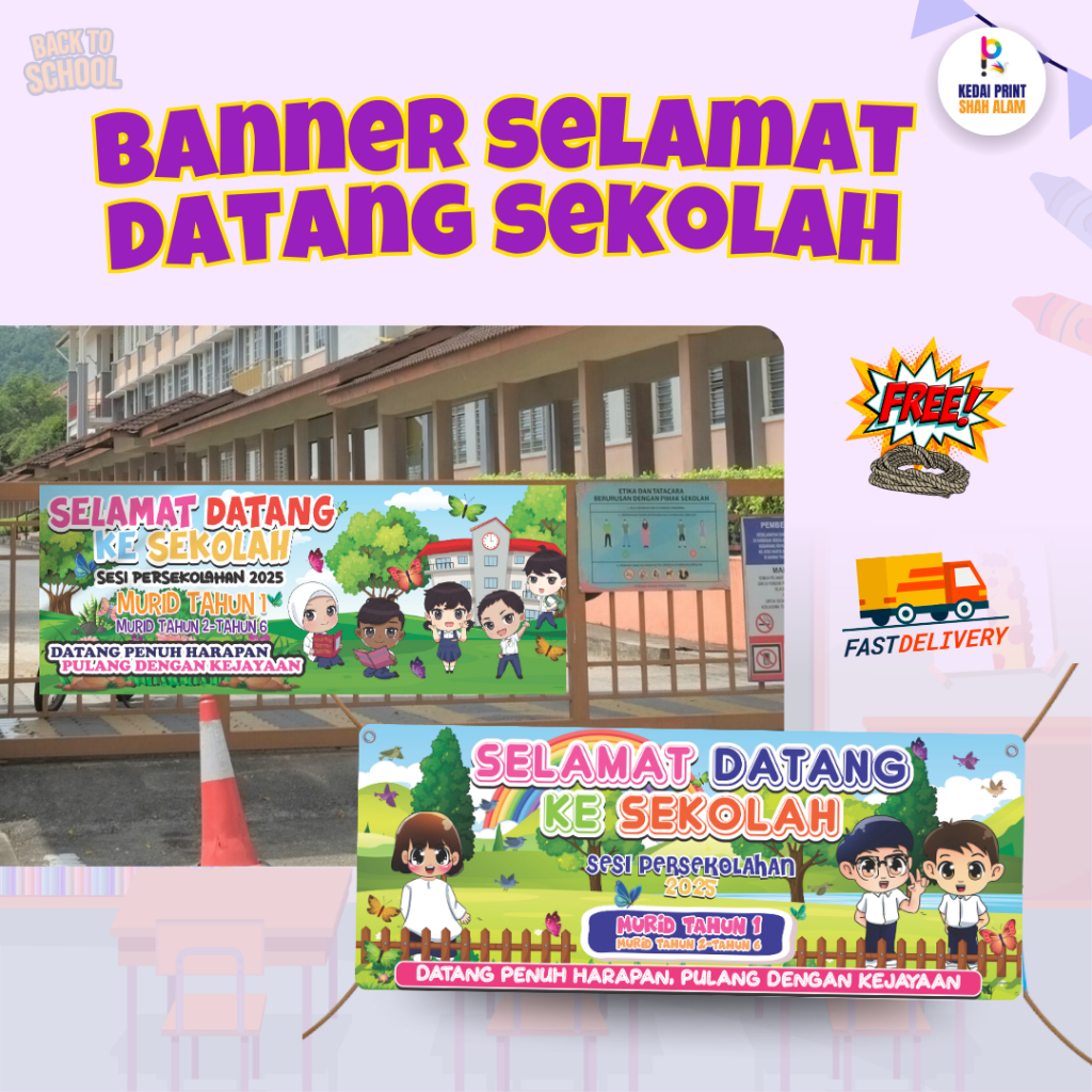 Banner Selamat Datang Ke Sekolah Set Keceriaan Hiasan Kelas Back to ...