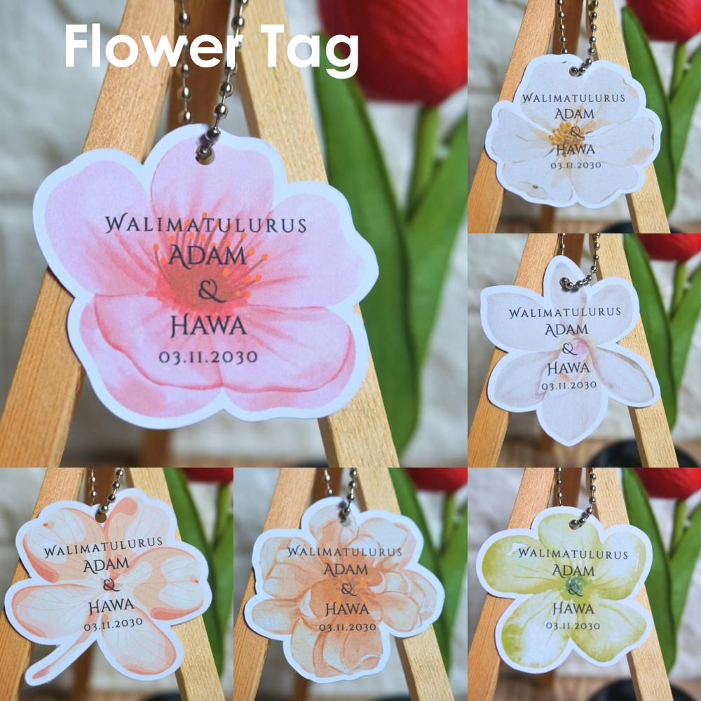 100 PCS FLOWER TAG FOR WEDDING/AQIQAH/MAJLIS RASMI DAN SEBAGAINYA ...
