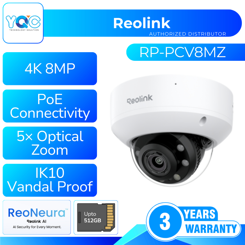 Reolink RP-PCV8MZ 4K 8MP Professional Vandal-Proof IK10 PoE Dome Camera ...