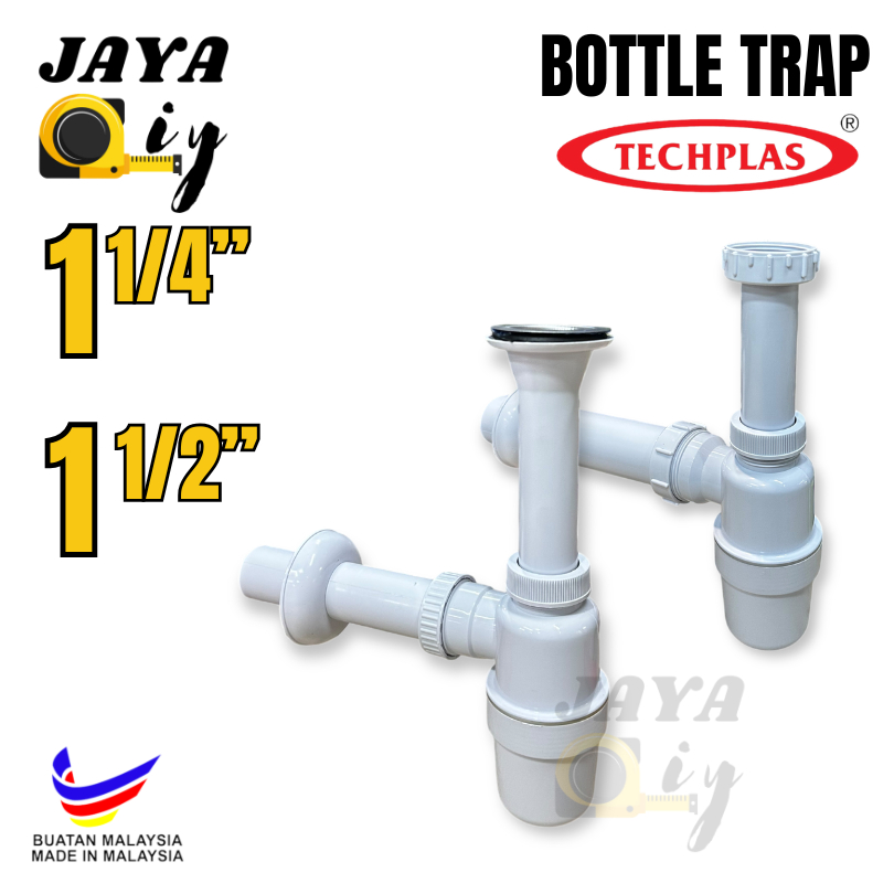 TECHPLAS - solid PVC BOTTLE TRAP White Bottle Trap c/w Stainless Steel ...