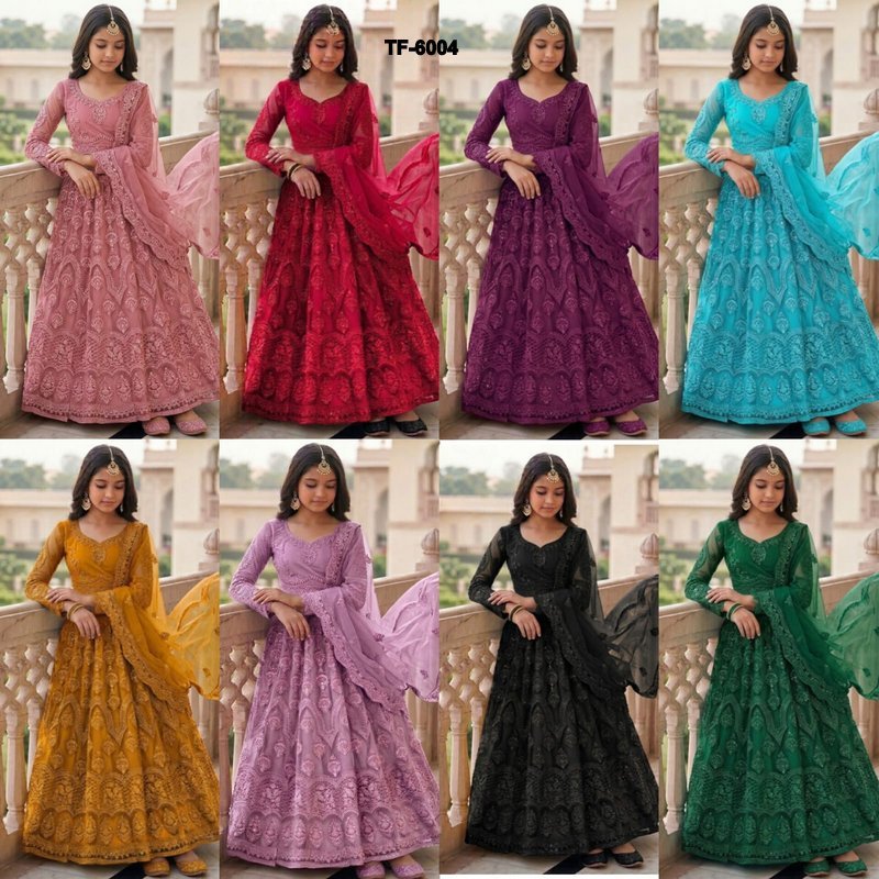(4 TO 12 YRS) Elegant Kids Wear Net Lehenga Set With Chain Work & Jalar ...