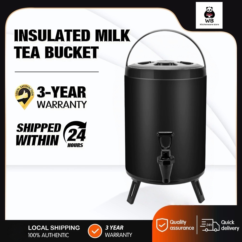 WB Stainless Steel Milk Tea Bucket Water Dispenser Hot And Cold Thermos ...