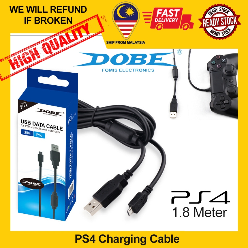 DOBE PS4 Controller Charging Data Cable PlayStation Pro Fat Slim ...