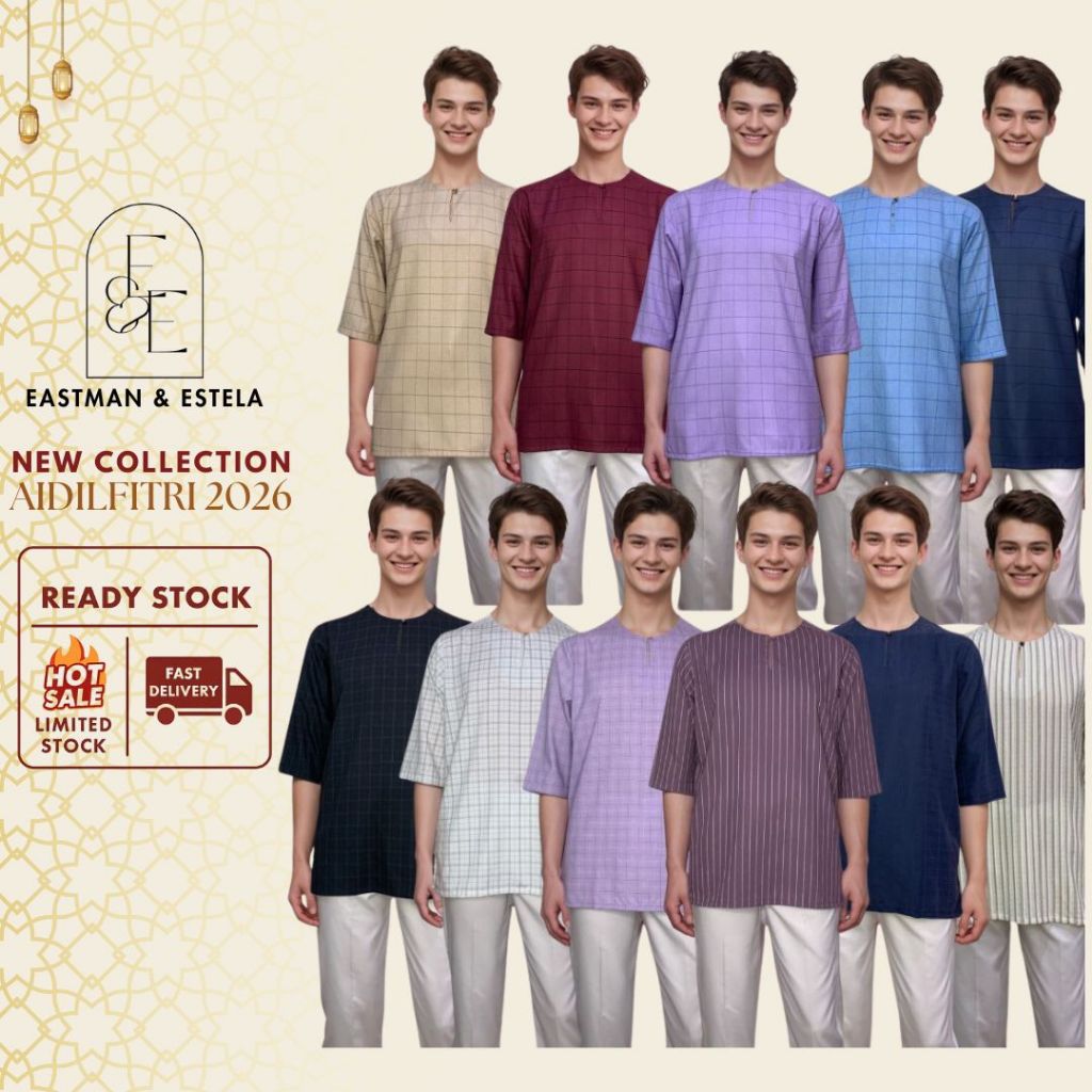KURTA COTTON LENGAN TIGA SUKU 3/4 SLEEVES JEBAT REGULAR FIT (BAJU RAYA ...