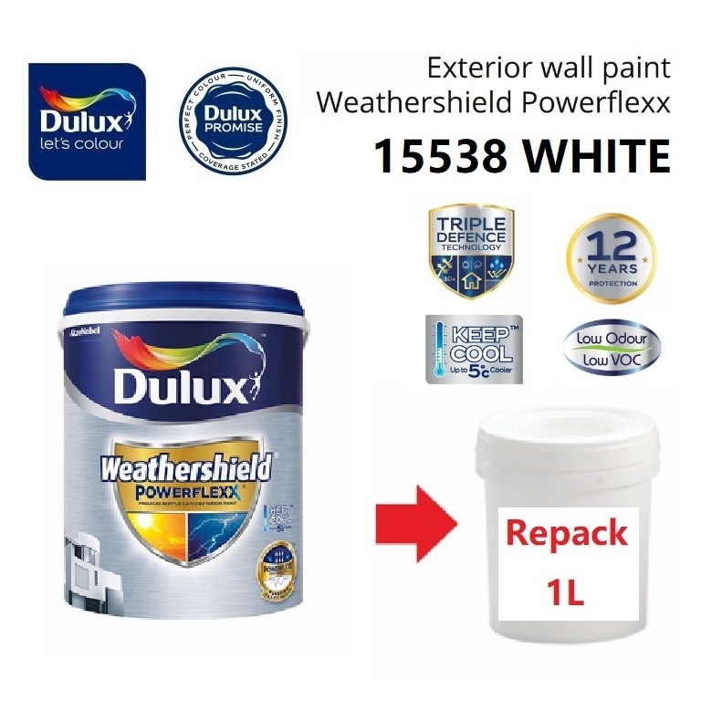 MKR 1L DULUX Weathershield Powerflexx 15538 White Sheen Finish Ultimate ...