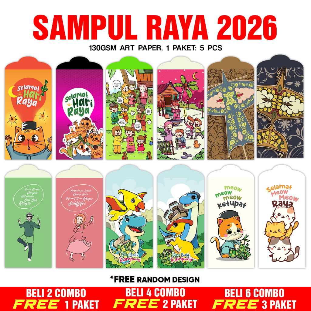 Sampul Raya 2026 Kartun Comel (Combo Set) | Shopee Singapore