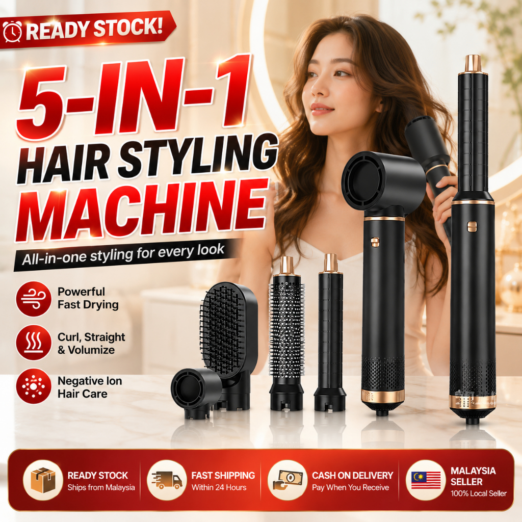 Hot air brush 5-in-1 curling iron multifunctional automatic styling ...