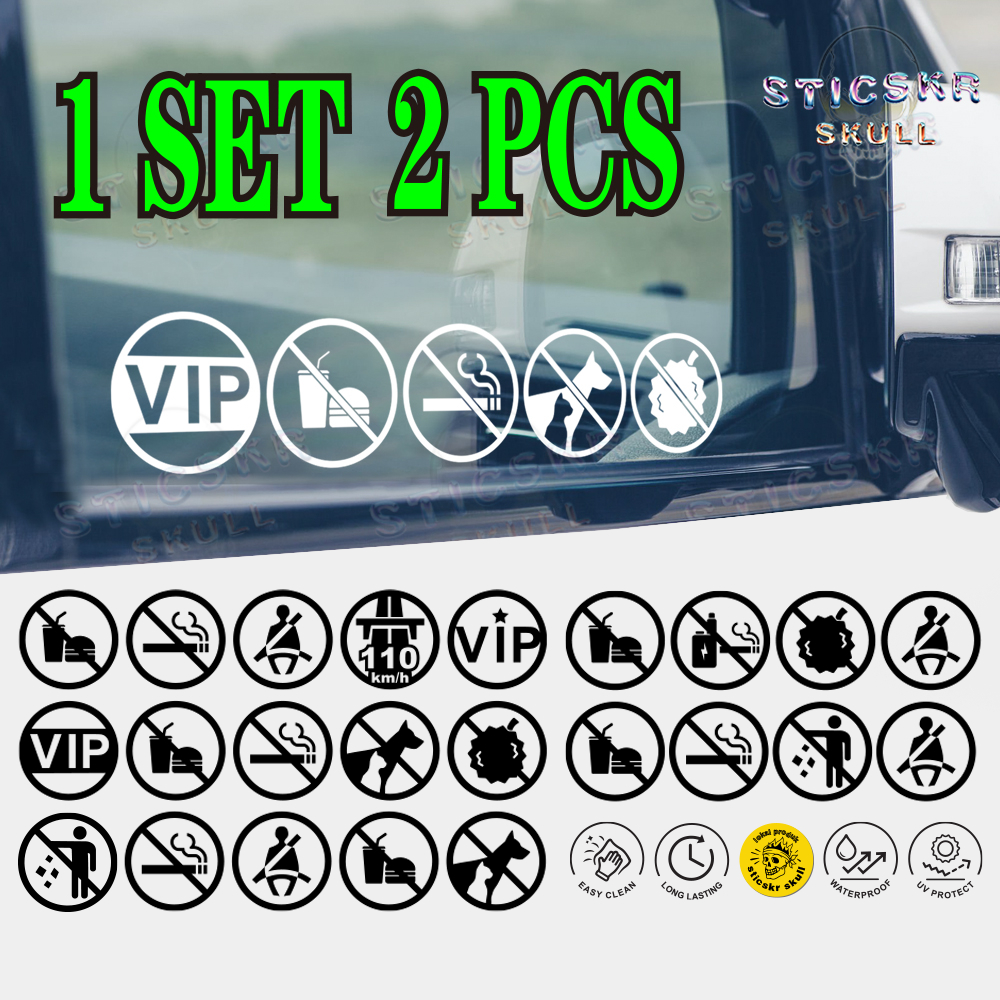 (1 SET 2 PCS) Stiker Vip 6/5/4 Symbol Car Window Door Sticker No Food ...