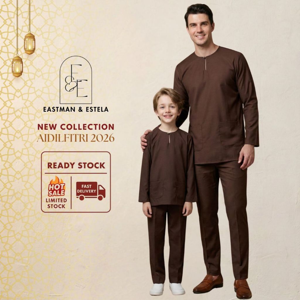BAJU MELAYU JOHOR TELUK BELANGA EZRA REGULAR FIT (RICH BROWN) (BAJU ...