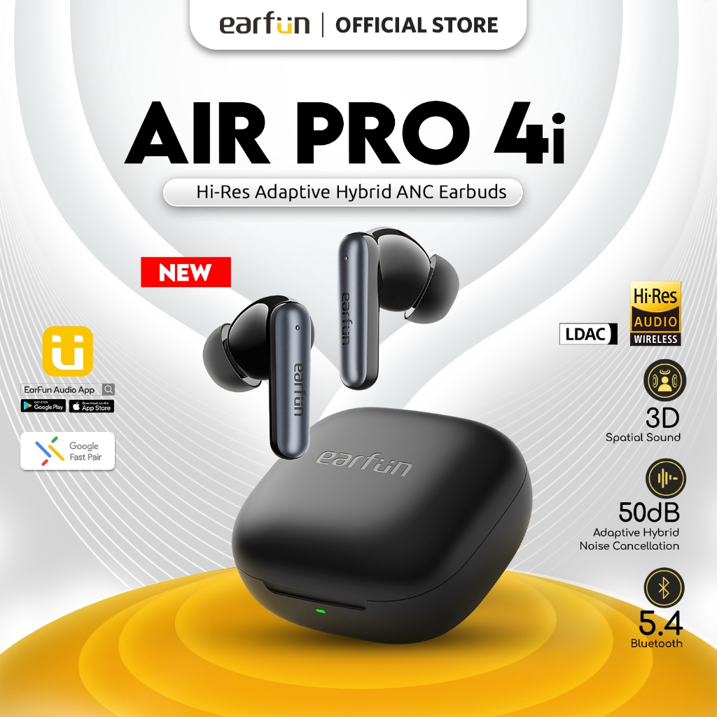 EarFun Air Pro 4i Hybrid Noise Cancelling Bluetooth 5.4 True Wireless ...