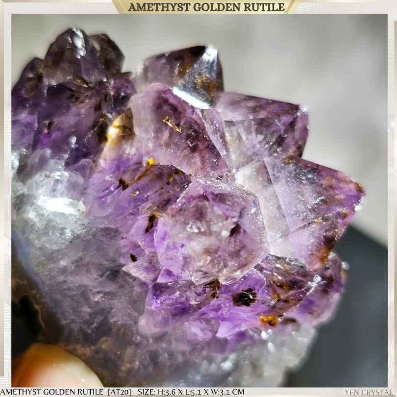 AMETHYST GOLDEN RUTILE CLUSTER [AT20] *PREMIUM QUALITY GRADE from ...