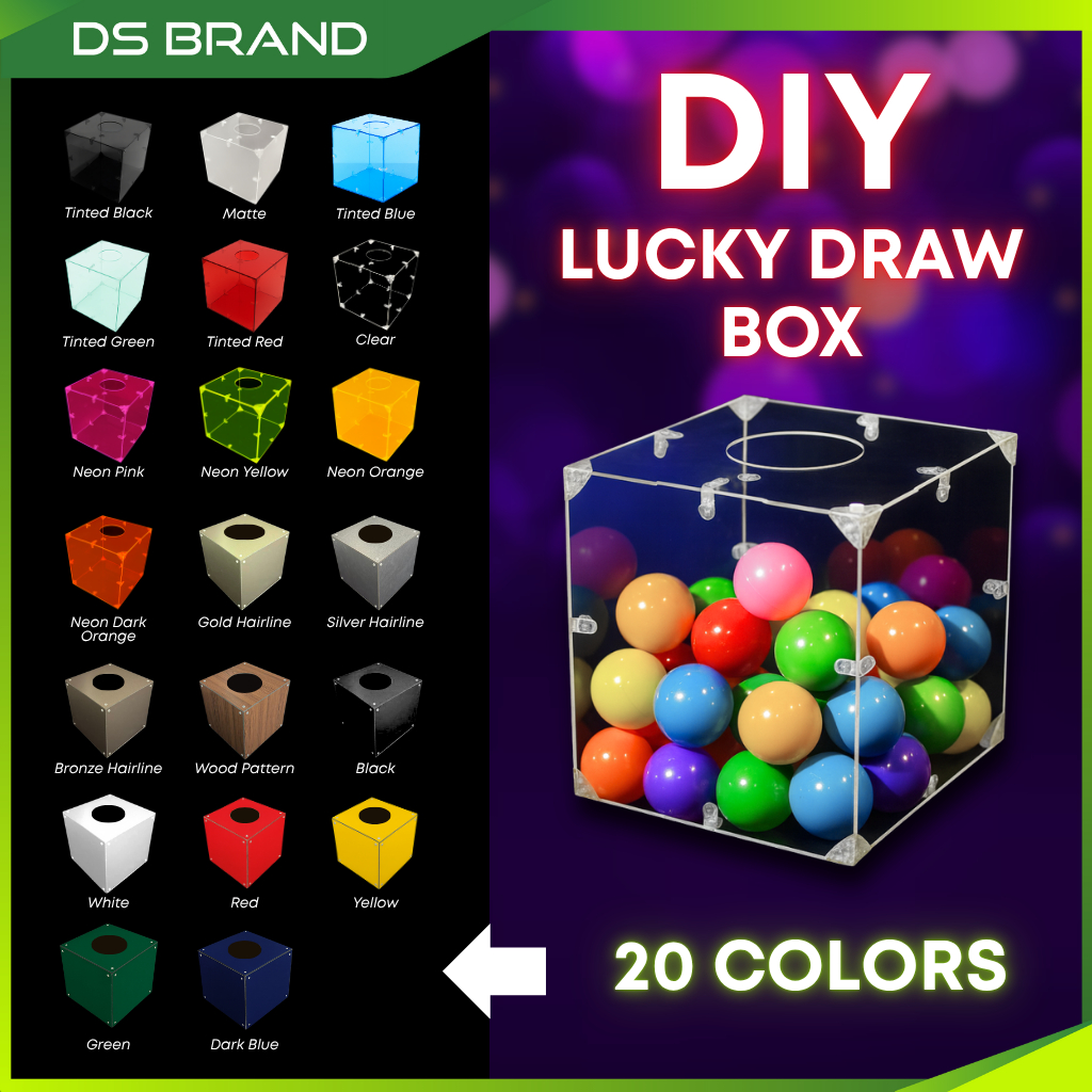 20 Colour DIY Acrylic and Sandwich Plate Lucky Draw Box Event Contest ...