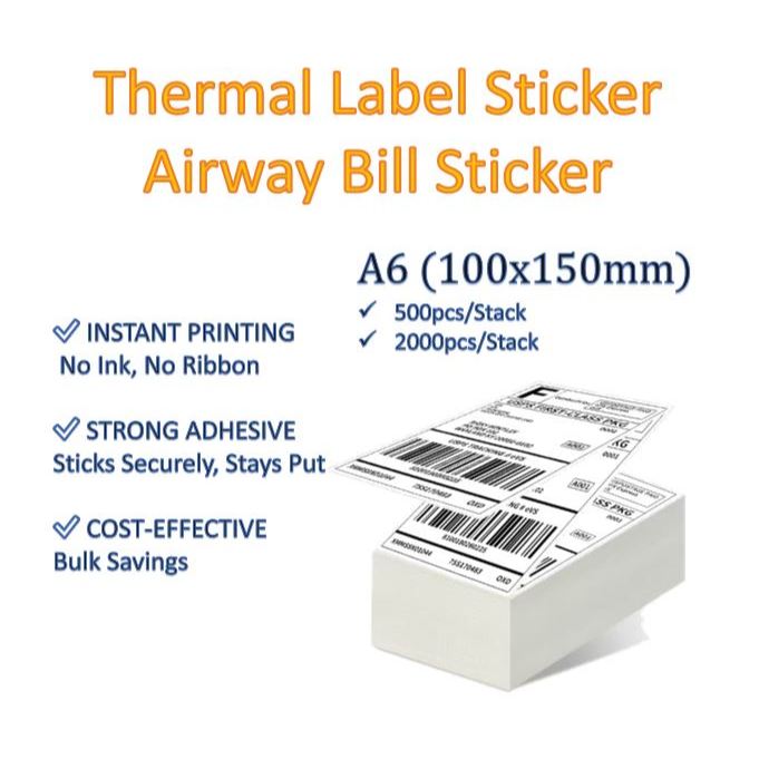 500PCS A6 100x150mm Thermal Paper Label Sticker Airway Bill Thermal ...