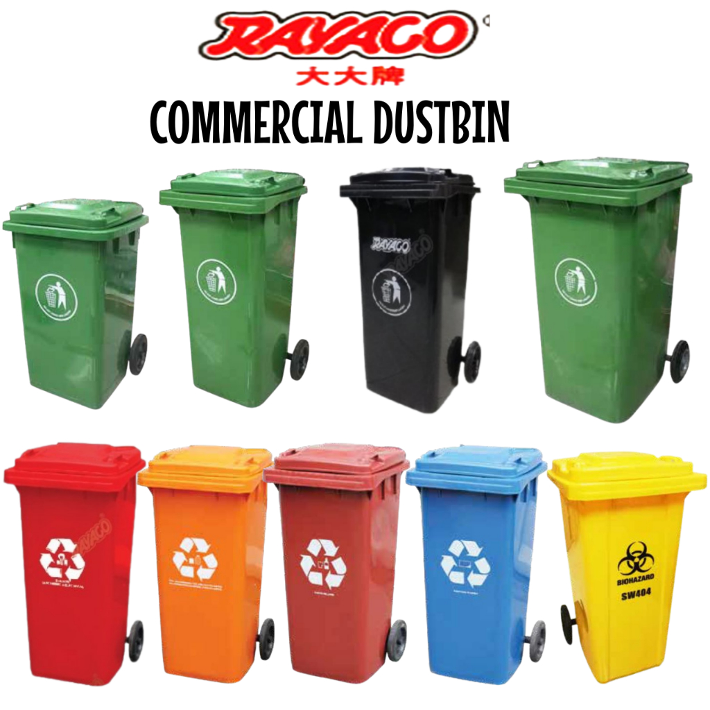 120L / 240L Large Garbage Bin with Wheels/ Green Garbage Bin outdoor ...