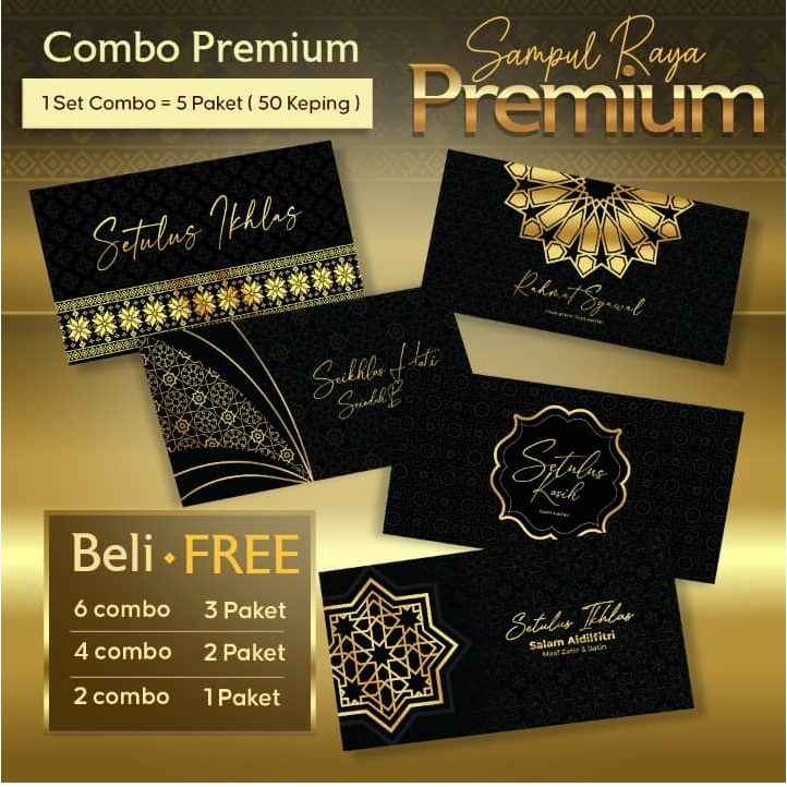 SAMPUL RAYA PREMIUM 2026 • 5 DESIGN LIMITED • HOT GOLD STAMP • KERTAS ...