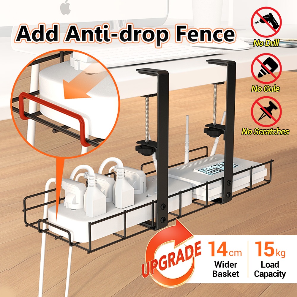 15kg Under Desk Cable Management Wire Organiser Tray PC Cable Manager ...