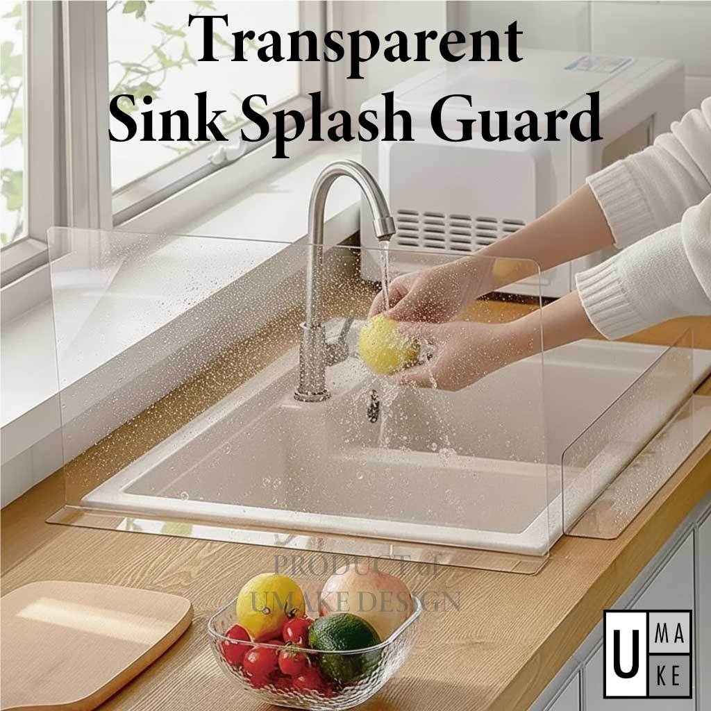 UMAKE Transparent Sink Splash Guard Premium Acrylic Water Splash Guard ...