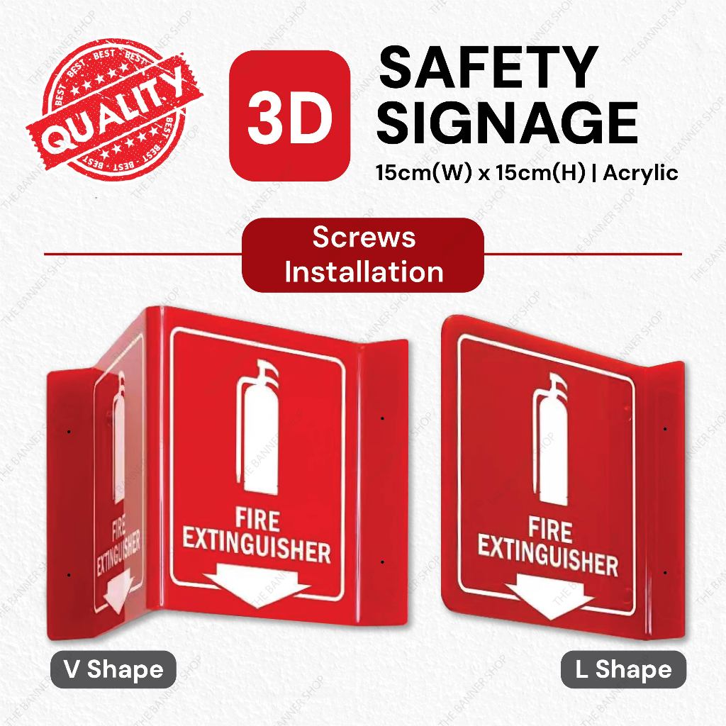 Fire Projecting 3D Signage V Shape & L Shape, Fire Extinguisher, Fire ...