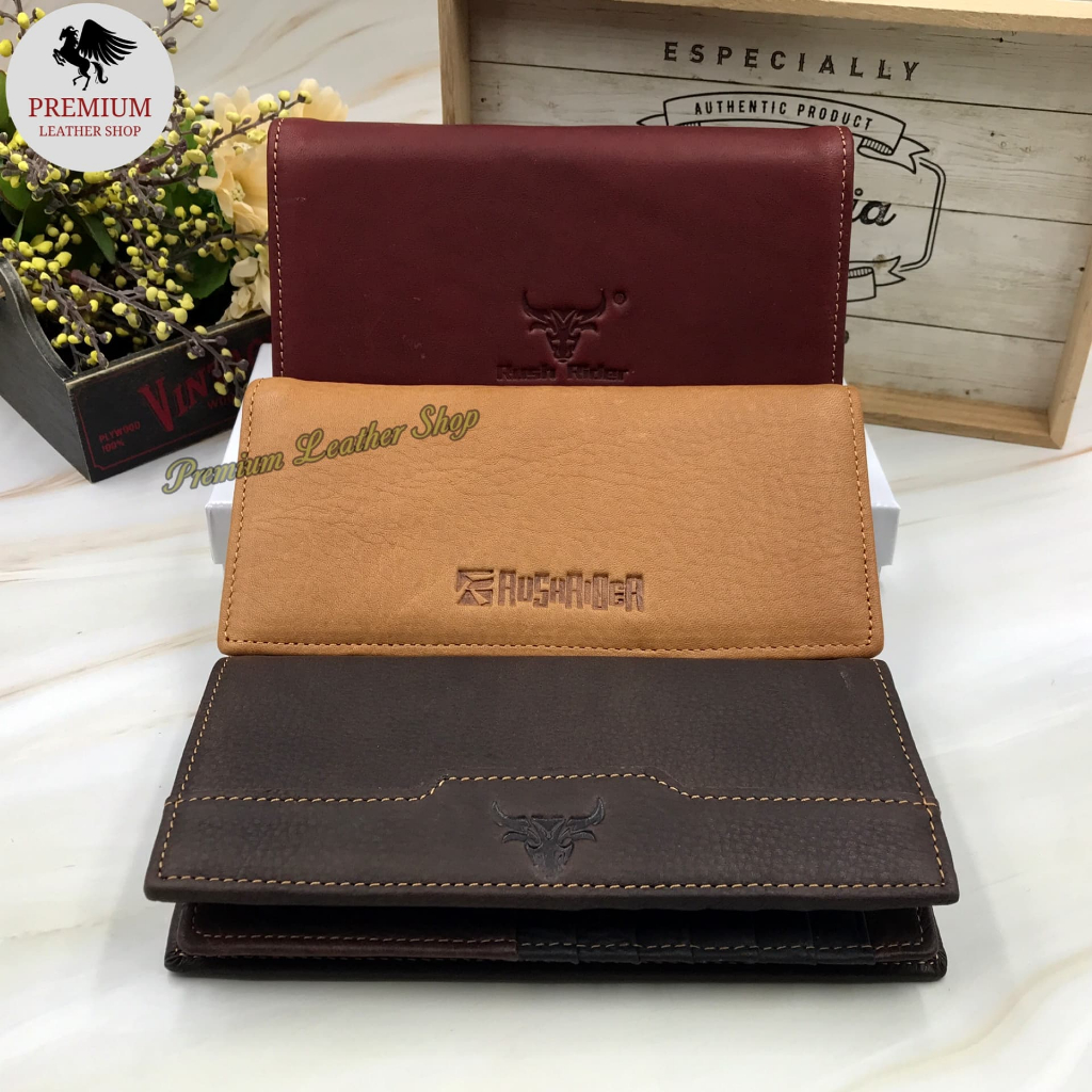 Rush Rider Full Cowhide Leather Long Wallet Men Cow Leather Long Purse ...