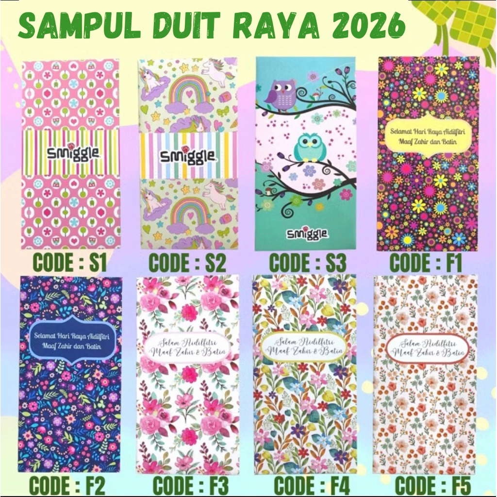 Sampul Duit Raya 2026 I Design Exclusive | Sampul Raya Smiggle Floral l ...