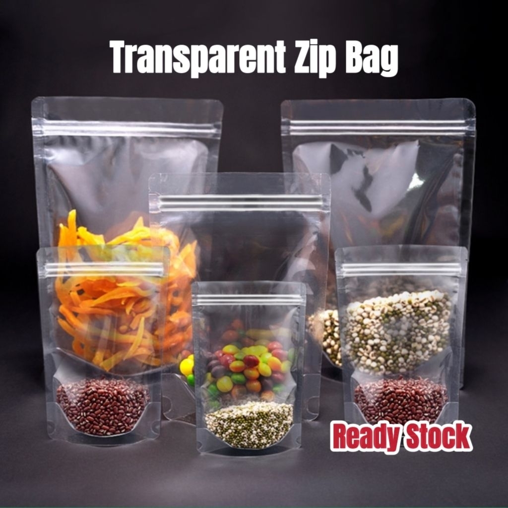 50pcs Transparent Zip Lock Bag / Zipper Plastic Packing Bag 透明自封袋 ...