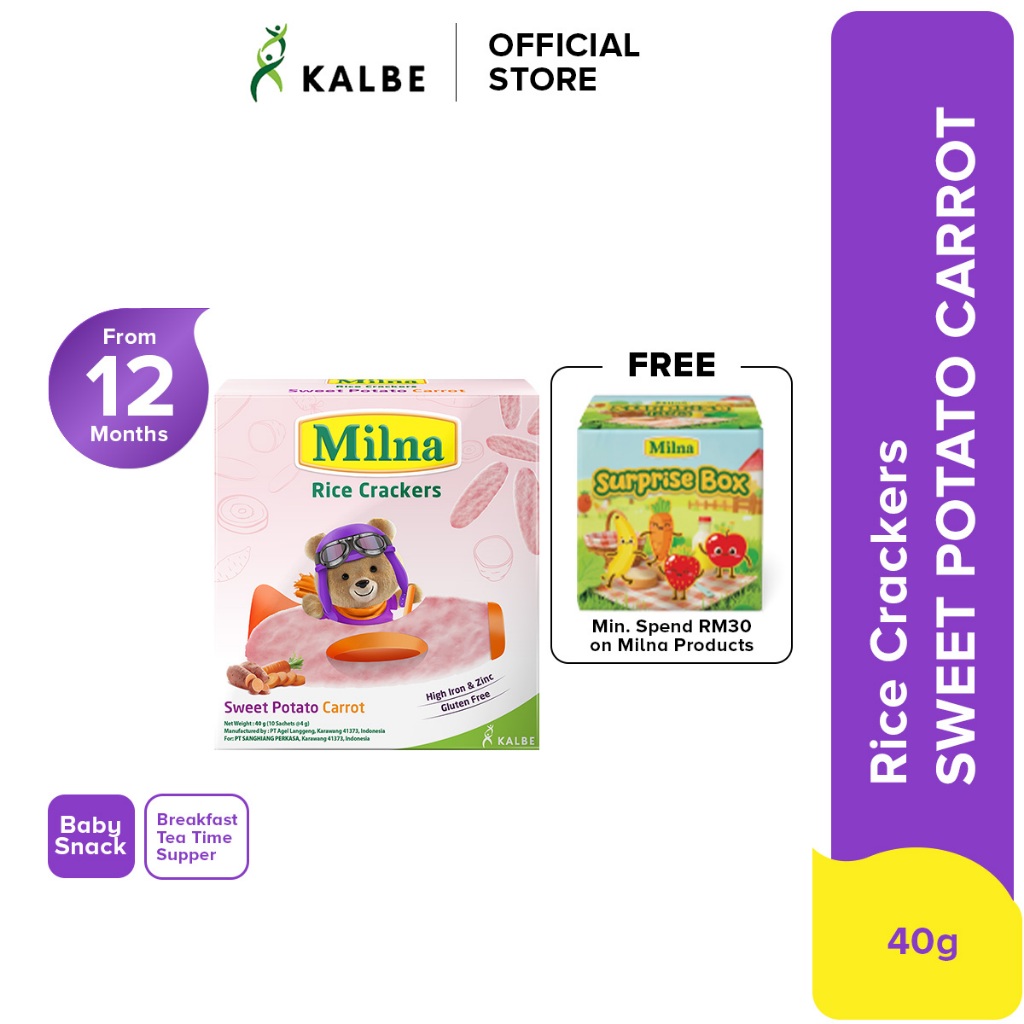 Milna Rice Cracker Sweet Potato Carrot (40g) | Shopee Singapore